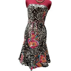 Sara Campbell  Black White Fushia Multicolored Flirty Cocktail dress 4